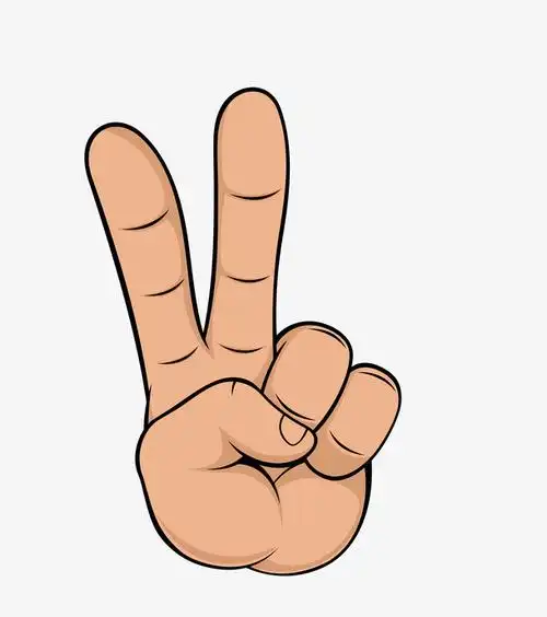 手绘v耶手势设计素材