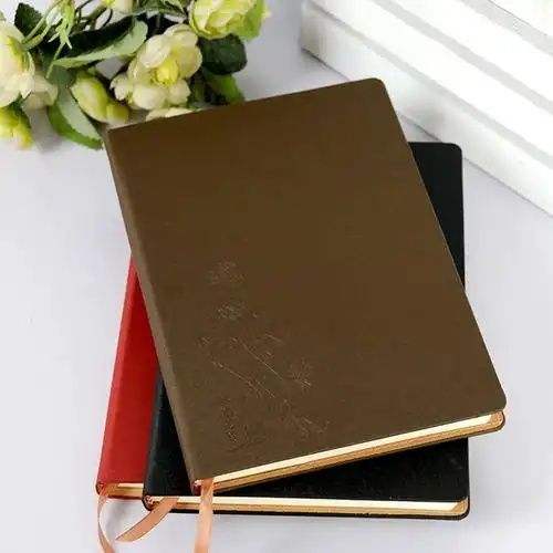 精致a5记事本创意商务厚皮面日记本子党员记事本活页定制logo进口 -