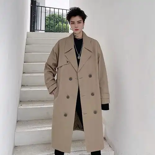 yuansu2020新款中长款男奢移品气质风衣男英伦风长款 帅气过膝韩版