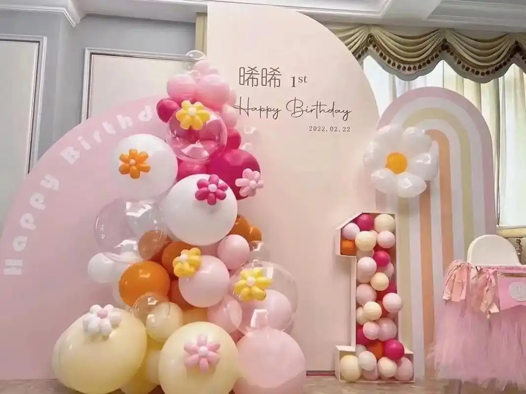 义务环球酒店女宝宝一周岁生日布置.#义乌气球布置 #气球94 - 抖音