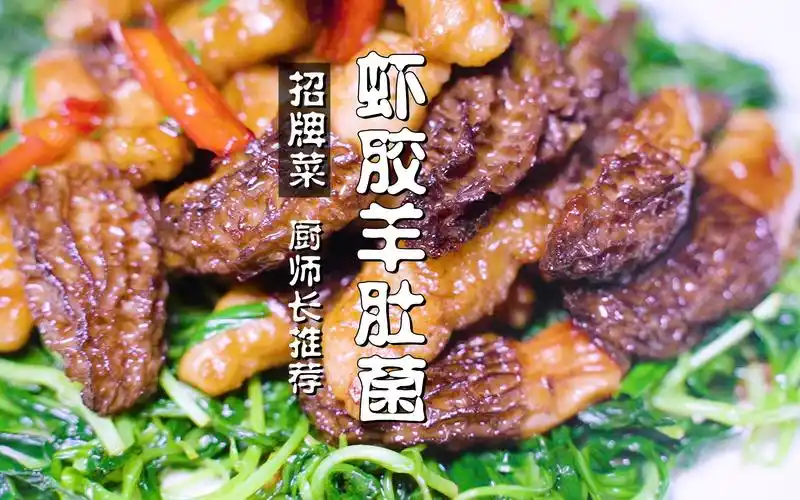 厨师长推荐的招牌菜虾胶羊肚菌虽然费功夫但味道确实巴适