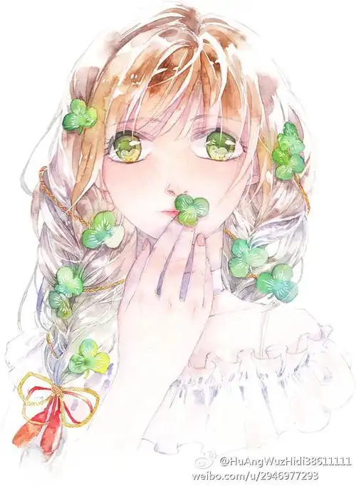 手绘 水彩 少女 作者见水印