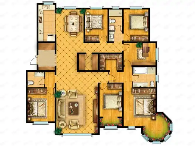 中房·萨尔斯堡17#洋房六居(236-261㎡)户型图