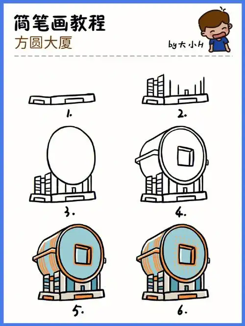 如何画沈阳方圆大厦地标建筑简笔画教程45