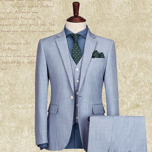 西装男套装韩版修身英伦风休闲浅色男士西服三件套商务上班正装