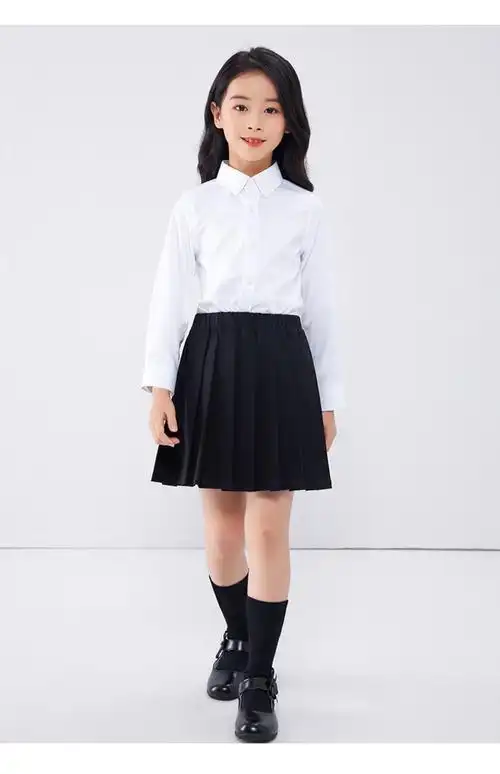小学生主持演出校服西裤套装913岁白色衬衫有口袋有领扣紫色领结170cm
