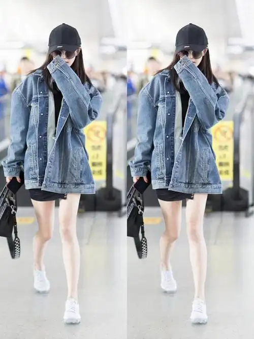 杨幂的时尚审美不一般牛仔造型也能穿得这么个性大长腿好吸睛