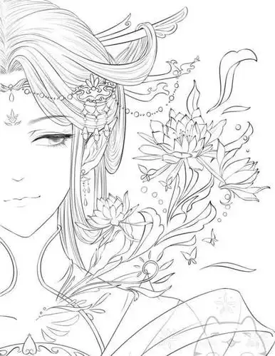 古风汉服人物手绘线稿!(120张效果图线稿合集)_中国