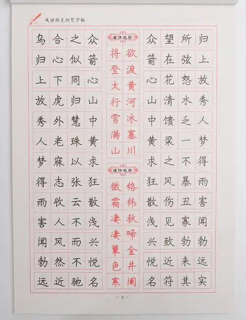 临摹练字帖楷书儿童四字词语成语训练硬笔书法钢笔21天速成练习小学