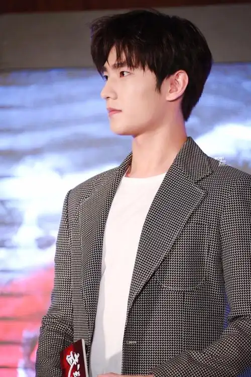 杨洋穿灰色西装亮相电视剧《武动乾坤》发布会,皮肤白皙帅气十足