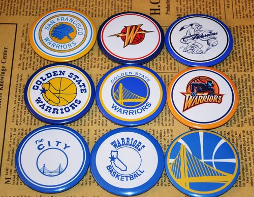 nba金州勇士队 球队队标队徽徽章胸章冰箱贴启瓶器 现货可定制