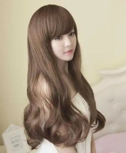 韩国高温丝斜刘海长卷发大波浪整顶仿真假发套假发长发新款