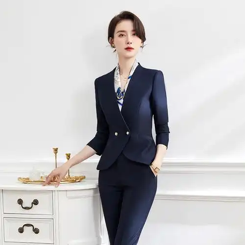 秋季女款西装套装群女士职业装通勤酒店前台物业客服售楼处工作服