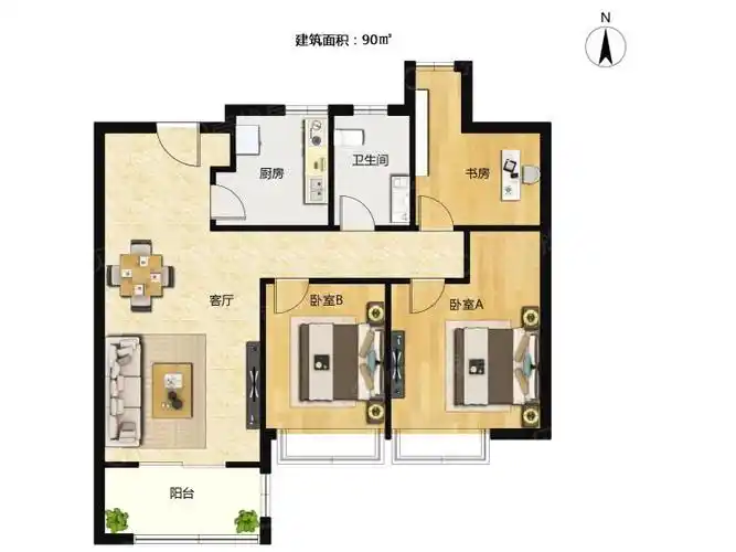 中铁北城时代3室1厅1卫户型图