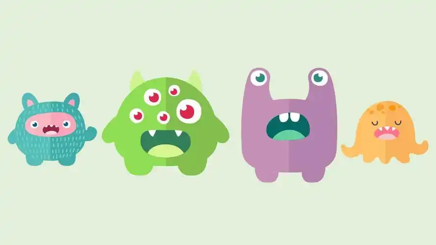 十二只萌萌哒小怪兽背景图ppt模板