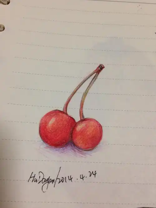 彩铅画初学,樱桃