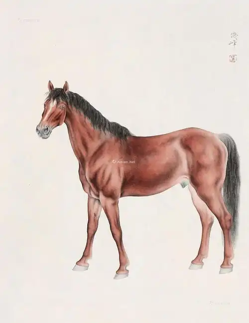 0003骏马图镜心设色纸本