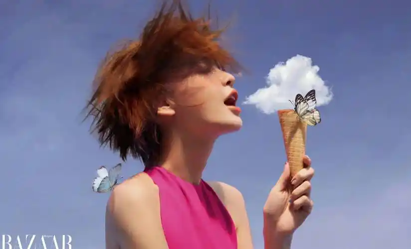 杨颖《时尚芭莎》七月蝶恋花封面成功,美丽梦幻,美丽空灵_baby_蝴蝶