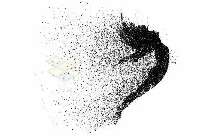 抽象动感粒子风格张开双臂跳跃起来的长发美女剪影1398624矢量图片免