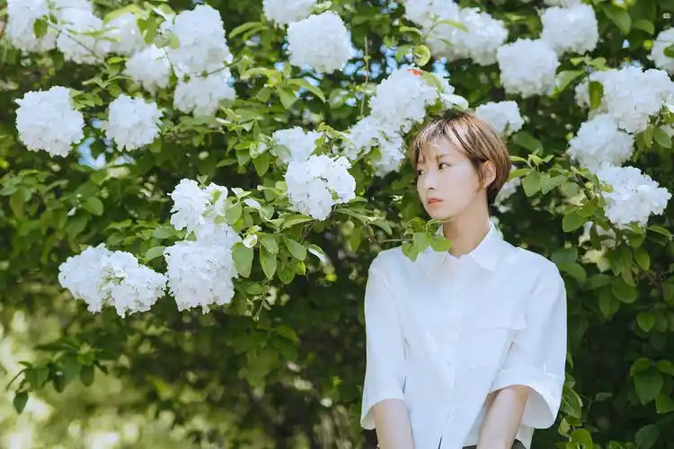 清爽短发美女养眼小清新写真图片