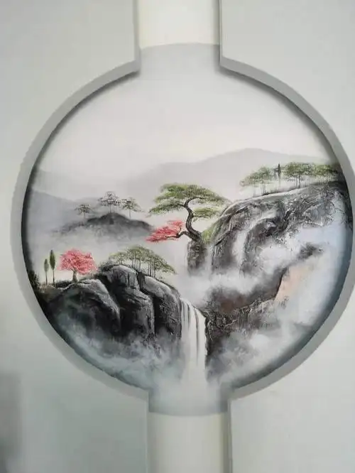 腻子浮雕画背景墙画雕塑彩绘