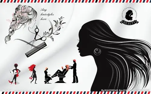 时尚造型理发店背景墙图片