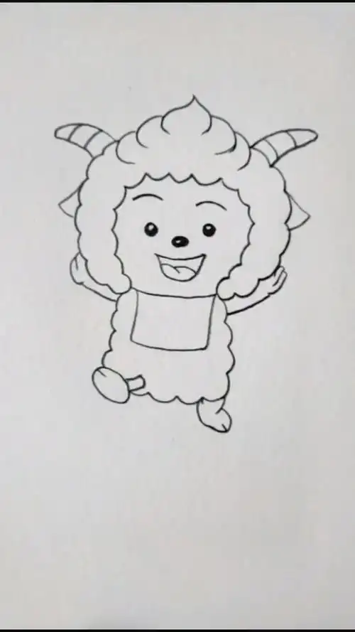 教孩子画快乐的一只羊,可以涂上喜欢的颜色.