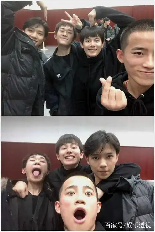 期末考试后易烊千玺与同班同学拍合照千玺素颜出镜颜值变化大