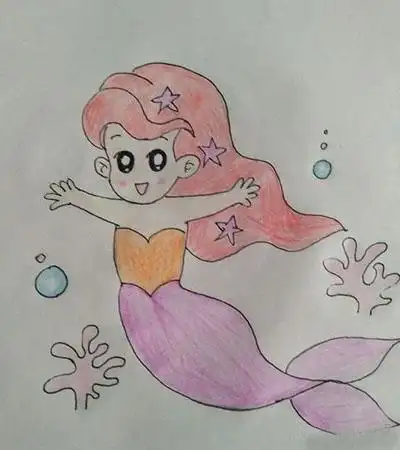 简笔画美人鱼教程_露西学画画