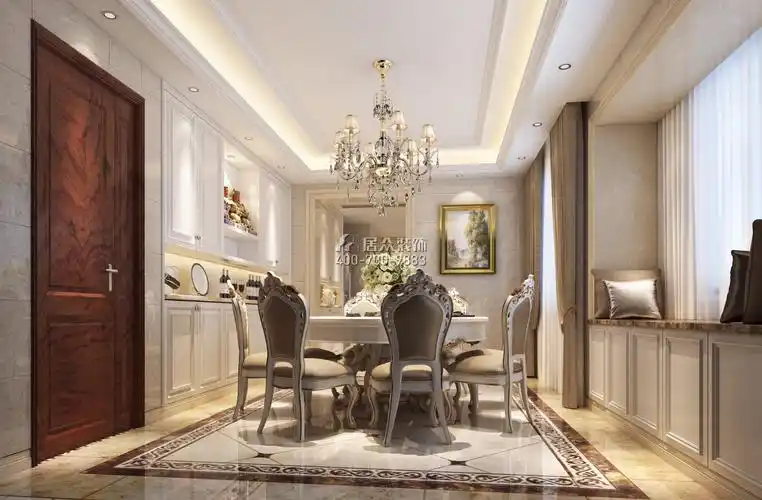 中洲中央公园二期260平方米欧式风格平层户型餐厅装修效果图