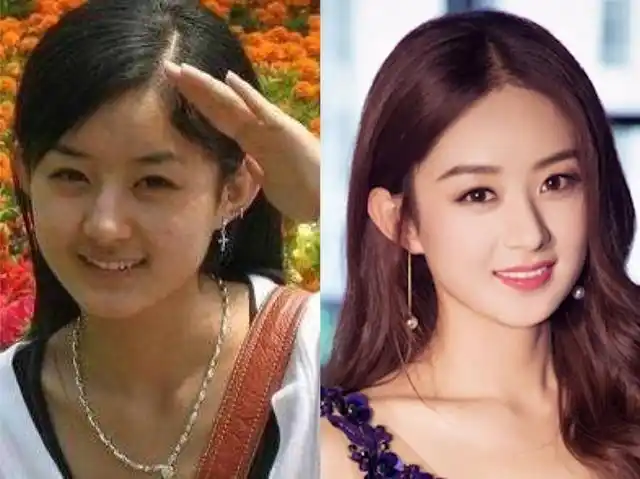 赵丽颖刚出道时的妆容就宛如邻家女孩,虽然漂亮但没有什么记忆点,改变
