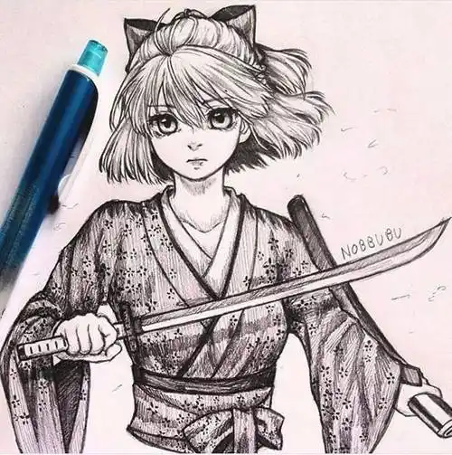 他笔下的素描动漫,每一张都很吸睛,这线稿太好看了!收藏备用吧