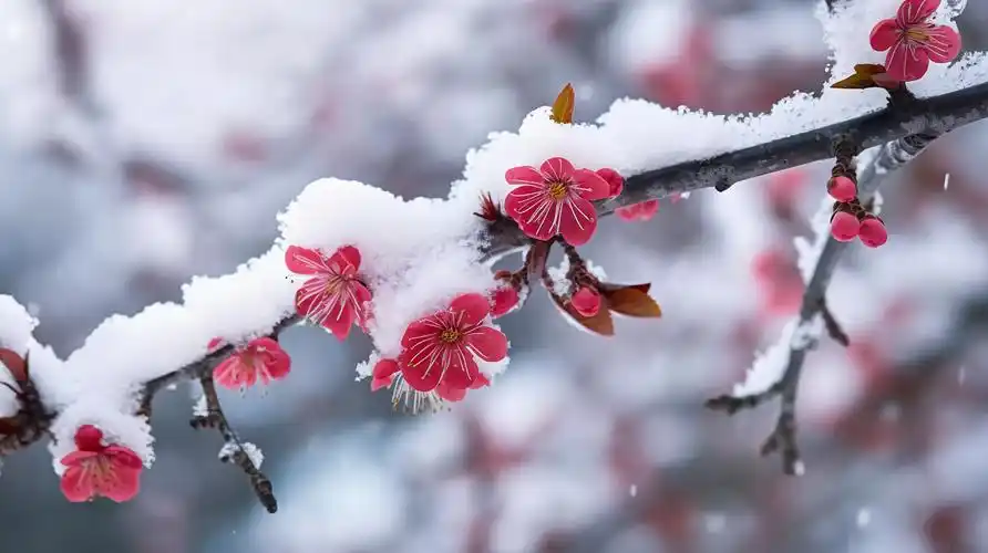 傲雪红梅大雪中的红梅风景壁纸