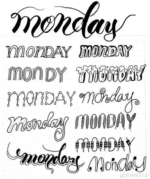 作者铃铛子520花式英文字体基础练习手帐简笔画手绘手账素材手绘插画