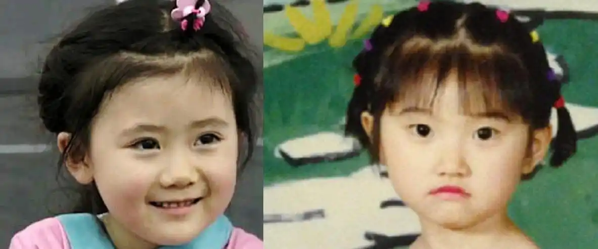 景甜童年旧照曝光,大眼呆萌撞脸婴儿肥福原爱,好可爱的小美女!_照片