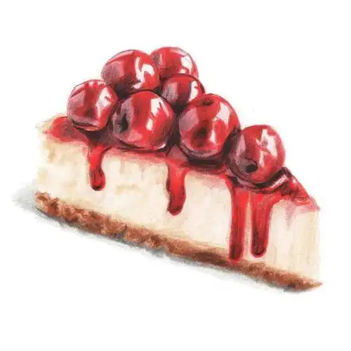 驴大萌彩铅教程354手绘美食樱桃酱芝士蛋糕