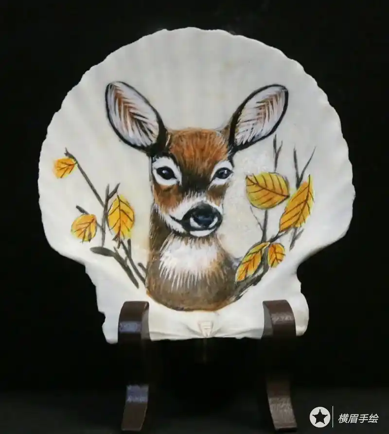 横眉手绘作品9292扇贝手绘9292#贝壳画 #抖出我的艺术 - 抖音