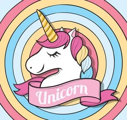 矢量图矢量卡通动物彩色独角兽头像