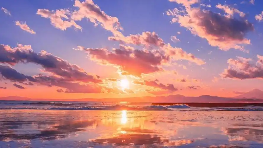 绝美的海边日落,高清壁纸,风景图片-回车桌面