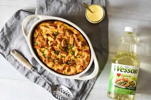 christmas morning breakfast casserole with hollandaise sauce