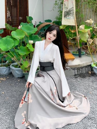 新款国风大码改良汉服上衣腰封裙子三件套女装马面裙套装2023秋季