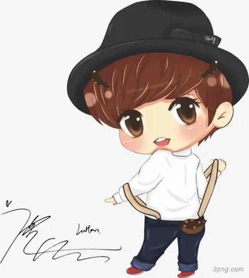 手绘男孩鹿晗png素材透明免抠图片-动植人物