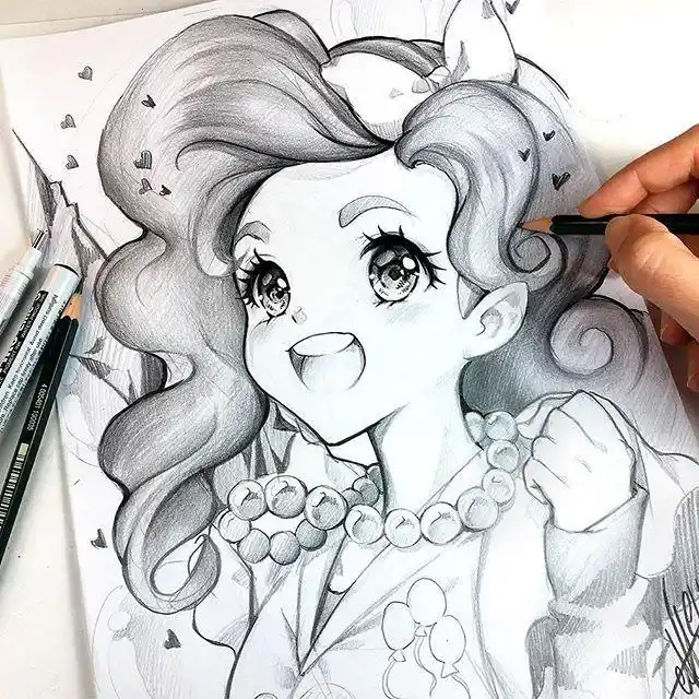 动漫人物黑白线稿图,非常实用的铅笔画人物手绘