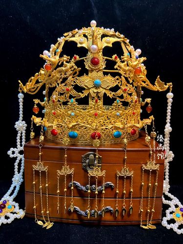 臻尚馆花丝凤冠加挑牌一套婚嫁汉服传统中式婚礼明制凤冠霞帔发冠