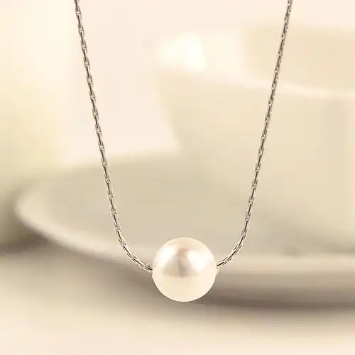 日韩2015新款秀气单颗大珍珠一颗珍珠细链短款项链锁骨链饰品女"