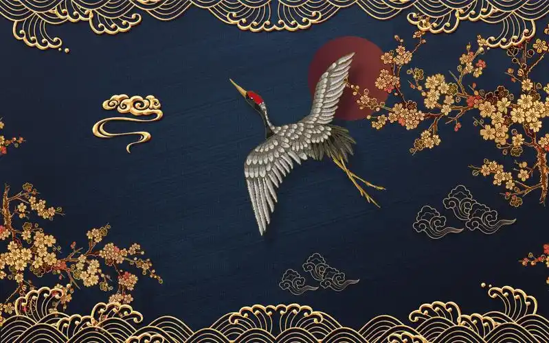 【176期】17款国潮古典中式宫廷仙鹤祥云背景psd设计素材!