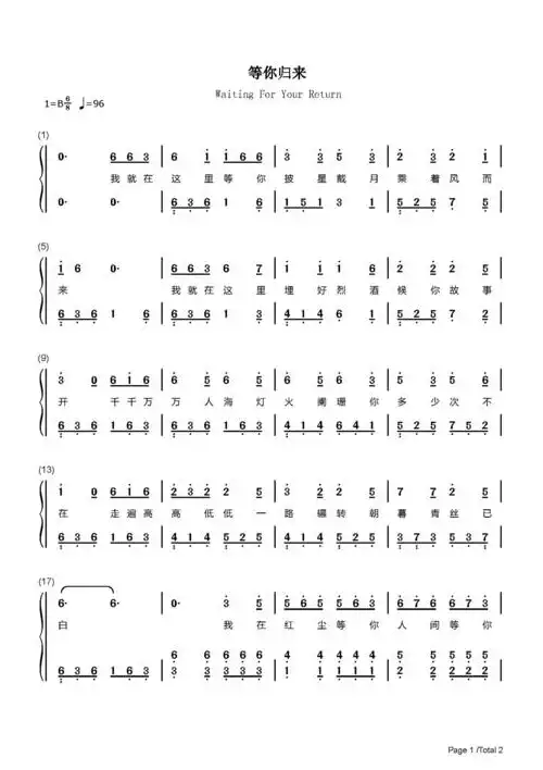 上传时间:2021-07-27作品分类:流行钢琴简谱作品价格:2元作品页数:2页