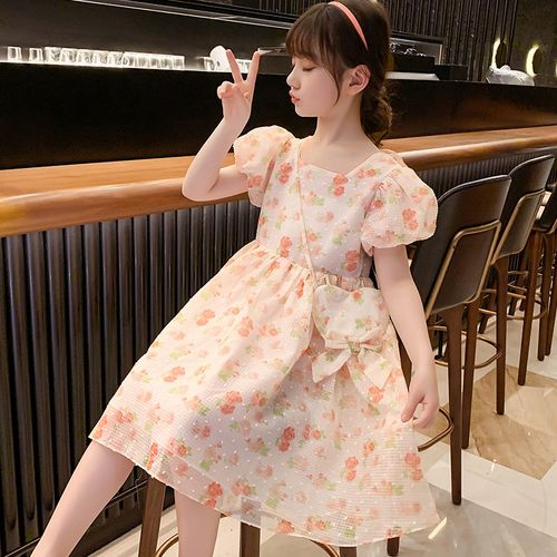 女童夏季花朵连衣裙2022夏装新款儿童洋气网红公主裙童装送包包10