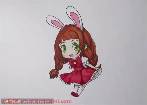 兔耳朵女孩q版简笔画