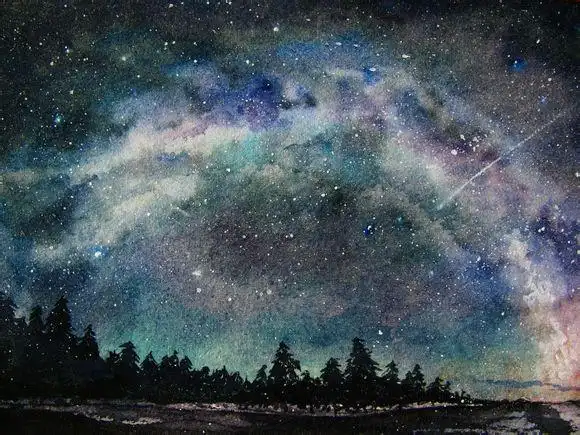 水彩手绘星空,成长中_手绘吧_百度贴吧